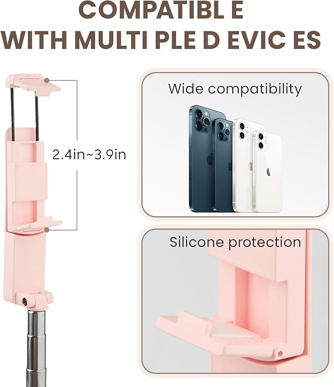 MQOUNY Phone Tripod, Portable Selfie Stick with Remote,Pocket Size Selfie Stick for iphone，Mini Travel Compact Phones Selfie Sticks with Phone Holder for Content Creation/Vlog/Video Record/Live Stream