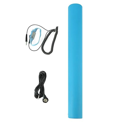 MWRF Source ESD Mat Kit with Wrist Strap and Grounding Cord (0.12" Thickness) (18 Inches x 47 Inches, Blue)