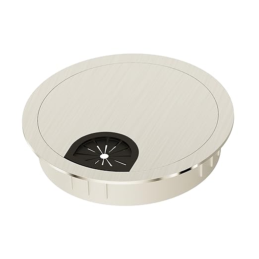 Desk Grommet 3-1/8 Inch 80mm, Zinc Alloy Computer Desk Wire Hole Cover, Office Desktop Cord Cable Hole Metal Ring, Brushed Silver