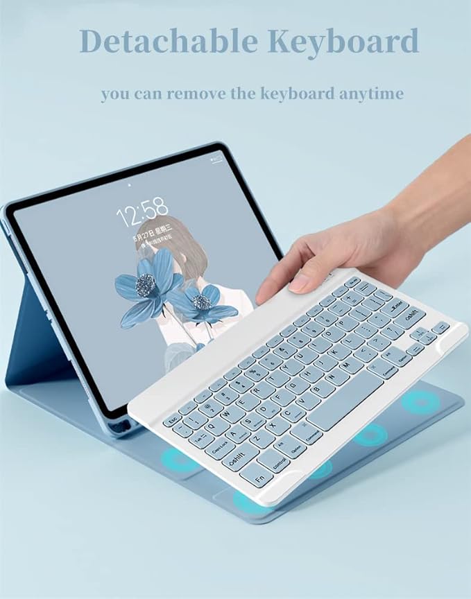 AnMengXinLing Keyboard Case for iPad Pro11 2022/2021 with Mouse Detachable Wireless Keyboard Pencil Holder Slim Smart Cover for iPad Pro 11 inch 4rd Gen/3rd Gen (Blue)