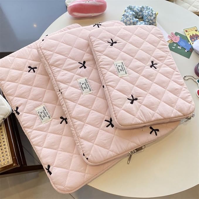 Cute Bow Graphic Carrying Laptop Bag Y2K Preppy Laptop Sleeve Case Bag Kawaii Pad Computer Protect Case Pouch (11 inch,Pink)