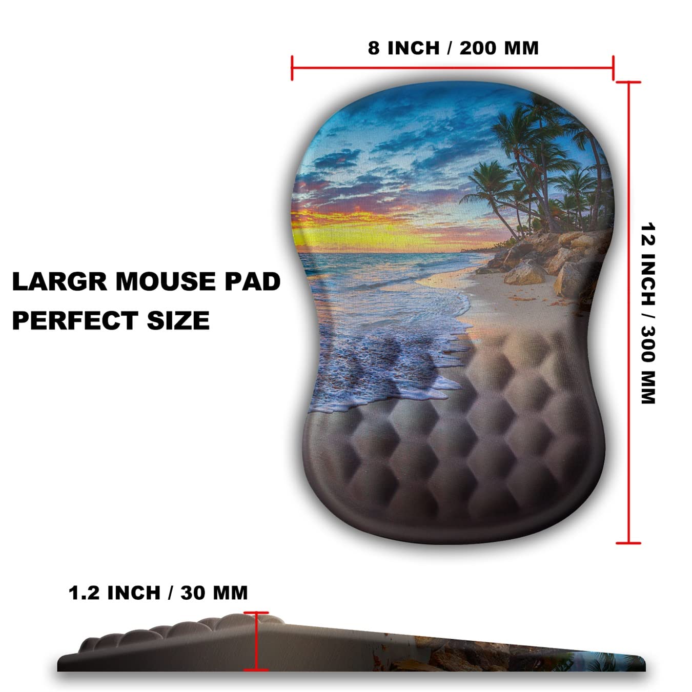 KUOSGM Mouse Pad Wrist Support, Ergonomic Mouse Pad with Massage Dot, Comfortable Computer Mouse Pad for Laptop, Wrist Rest Pain Relief Mousepad with Non-Slip PU Base for Office & Home, 12 x 8 in