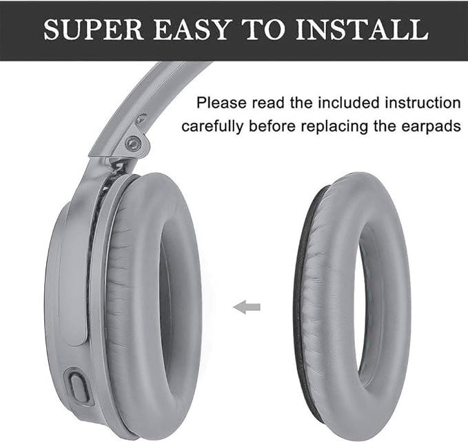 QC35 Headphones Replacement Ear Pads - QC35,QC35ii Replacement Earpads Cushion - Compatible with Bose Quiet Comfort35,QC45,QC25,QC35ii,QC15,AE2,AE2i-Comfortable & Durable (Silver)