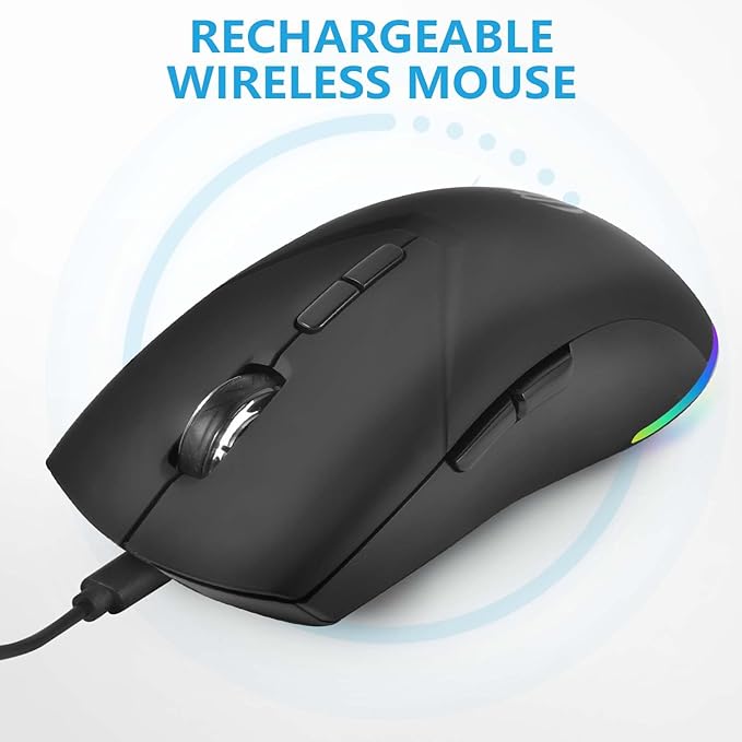 Wireless Bluetooth Mouse, 2.4G and Bluetooth 5.2 Ergonomic Rechargeable USB Optical Mouse, 3 Adjustment DPI， 1600 DPI Dual Mode Silent Wireless Mouse for Mac，Laptop, PC, Windows.(Black)