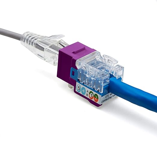 trueCABLE Cat6A Keystone Jack, Unshielded (UTP), 90 Degree Punch-Down, PoE++ (4PPoE), UL Listed, ETL Verified, ANSI/TIA Certified, Modular RJ45 Female, Purple, 12 Pack