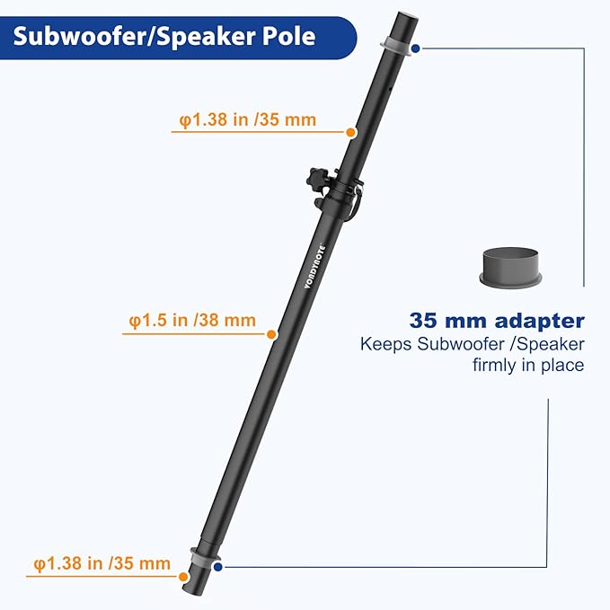 Set of 2 Speaker Poles for Subwoofer Extended Speaker Pole Only Fits Subwoofers with 35mm Pole Mount, 32.8"-51.1" Height Adjustable