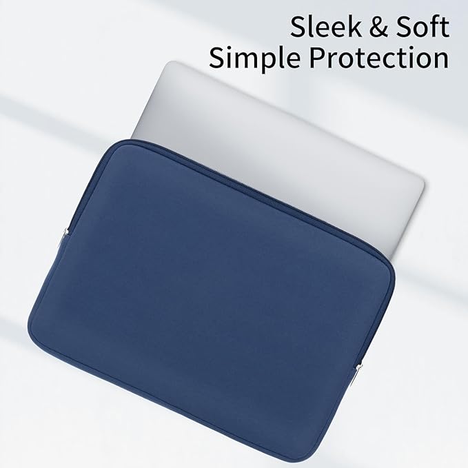 RAINYEAR Laptop Sleeve Case Compatible with 13.3 Inch Notebook Computer Tablet Chromebook 14" MacBook Pro M1 M2 M3 M4 Pro/Max Soft Cover Protective Case Carrying Bag (Navy Blue, Upgraded Version)