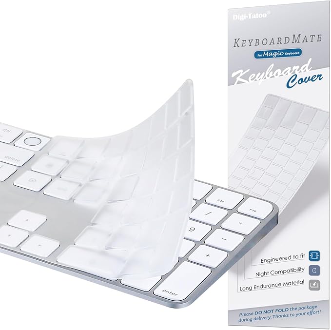 Keyboard Cover for 2024 M4 iMac Magic Keyboard (Model A3119, Touch ID, with Numeric Key) - Ultra Thin, Protective and Clear Keyboard Cover Protector Skin