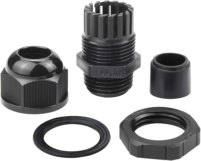 XHF 2 Pcs 1" IP68 Strain Relief Nylon Cord Grip Waterproof NPT Cable Glands Adjustable UL Listed and RoHS Compliant (Black)