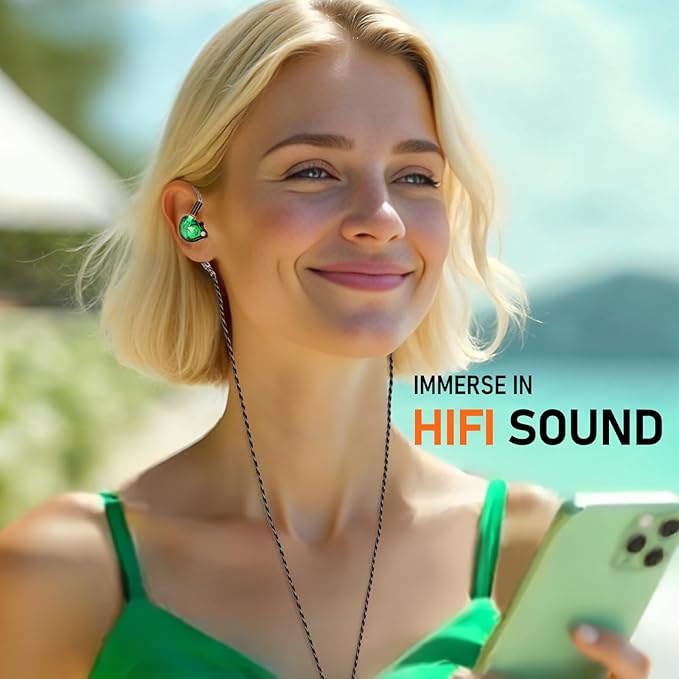 Vibes 202M Wired Earbuds - HiFi in Ear Monitor Headphones - Noise-Isolating Ear Buds w/ Mic - Clear Sound, Deep Bass & Comfort-Fit Gaming Earphones - MMCX to 3.5mm & Silver Plated Cord, Carrying Case