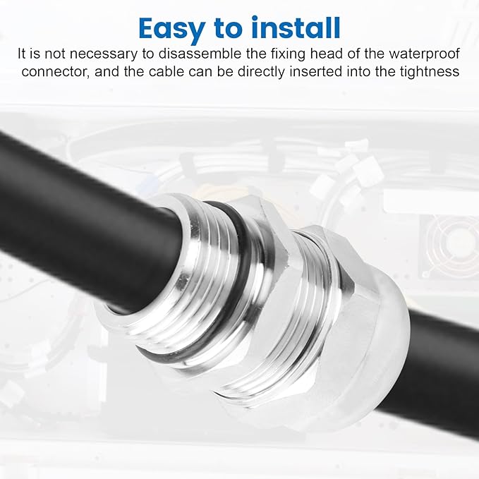 2 Pcs 1/4" NPT Stainless Steel Waterproof Cable Gland, IP68 Waterproof Adjustable Cable Glands, Strain Relief Cord Grip Connectors with Gaskets and Locknut for 4-8mm Cable Diameter