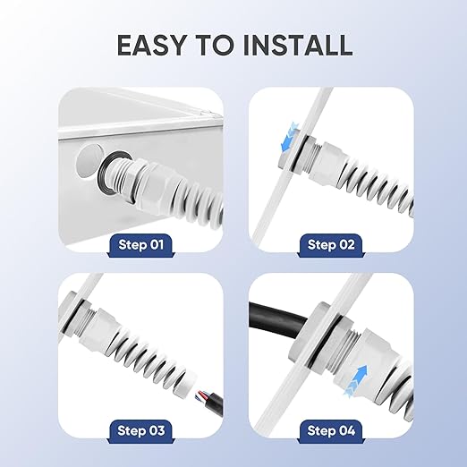 Strain Relief Cord Connector,LISTENJIALE 5Pcs NPT 1/2" Waterproof Cable Gland Flex Spiral Strain Relief Adjustable 6-12mm Cable Connector Nylon Joint with Gaskets(Grey)