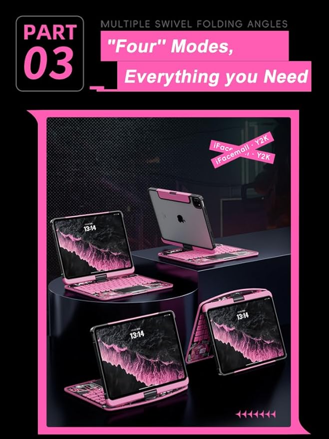 Transparent 360 for iPad Keyboard case with Wireless Keyboard for iPad Air 13 inch(M3/M2, 2025/2024), Trackpad, 7 Color Backlight, 360° Rotating Stand for iPad Pro 12.9" 2018-2022(6/5/4/3 Gen)