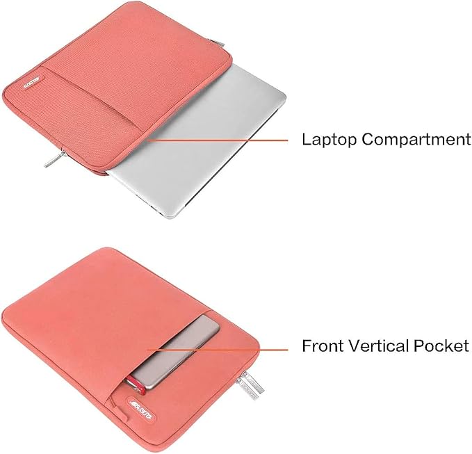 MOSISO Laptop Case 13 inch, 13 inch Laptop Sleeve Compatible with MacBook Air M4 M3 M2 M1 2025-2018 / Pro M2 M1 2025-2016, Polyester Vertical Computer Sleeve Bag with Pocket, Coral