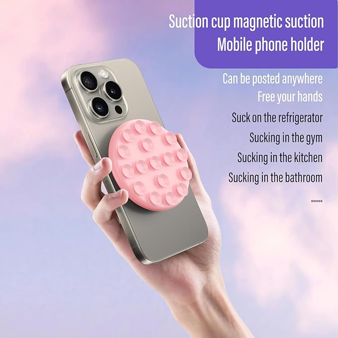 Muuto Silicone Suction Cup Phone Mount,for Magsafe Suction Mount,with Stronger Suction Power Phone Suction Grip,Suitable for Women to Take Hands-Free Selfies,Record Videos and Do Live Broadcasts