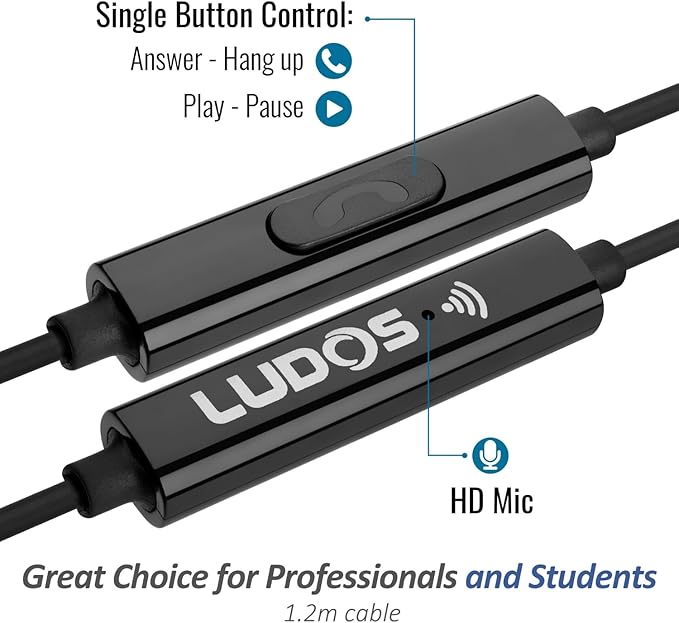 LUDOS Ultra USB C Headphones for iPhone 16 15 Pro Max Plus iPad Pro, 5 Years Warranty, Magnetic USB-C Earbuds for Samsung Galaxy S24 S23 Ultra S22 S21 FE S20 A55 A54 A53, USB Type C Earphones - Black