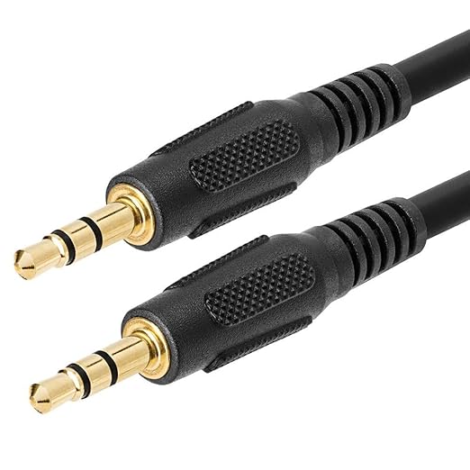 Cmple - 12 ft 3.5mm Aux Audio Cable, Male to Male, Black, Compatible with Car, Phone, Headphones, PC, TV