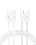 Belkin USB C to USB C Cable 2-Pack, 6.6ft, 60W - Type C Charger, iPhone Charger Cord, Soft, Braided, Flexible for iPhone 16, Galaxy S25, Pixel 9, Airpods, iPad Pro & More, Travel Essentials - White