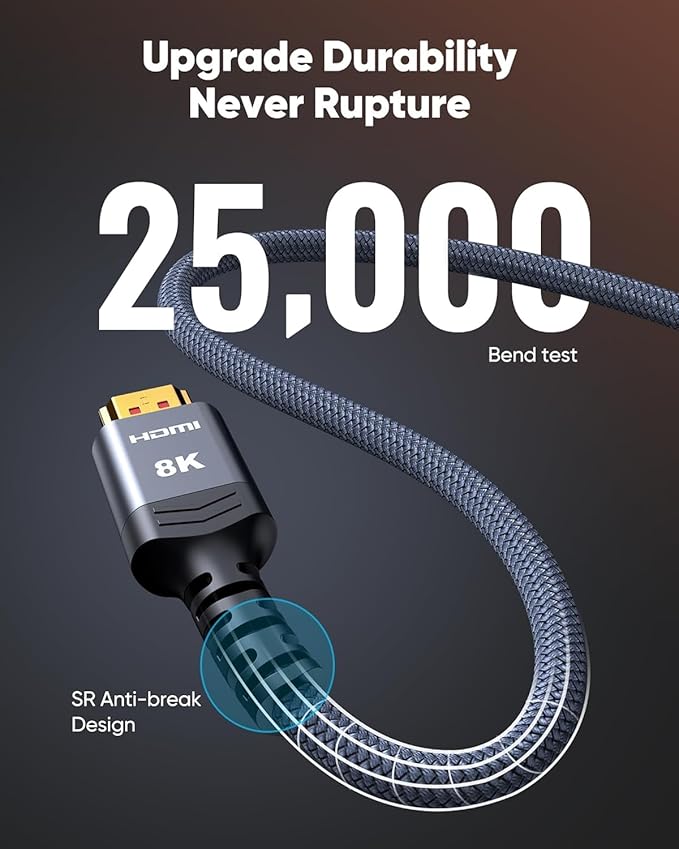Highwings Short 8K HDMI Cable 1.72ft Total Length, 1.36ft Cable Length, Ultra High Speed HDMI Braided Cord-4K@120Hz, 8K@60Hz,eARC, Compatible for PS5,Monitor,PC and More