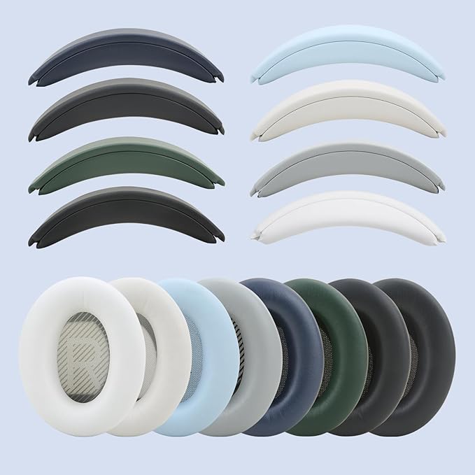 Replacement Headband Cushion and Earpads for Bose QC35 QC45 Headphones with Noise Isolation Memory Foam (Black)