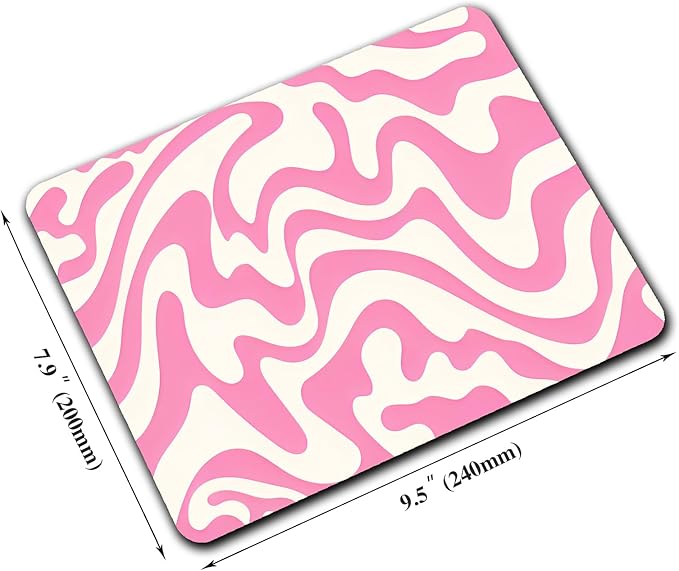 Abstract Pink Topographic Custom Mouse Pad with Non-Slip Rubber, Small Square Design for Wireless Laptop & Computer Mouse Pads for Desk, 9.5 x 7.9 inch Smooth Surface for Gaming & Office