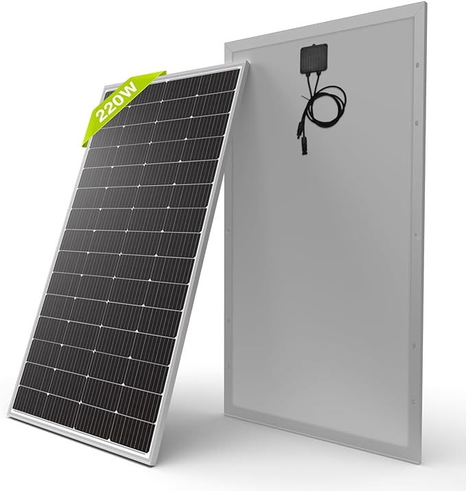 Newpowa 220W Monocrystalline Solar Panel 10BB Cell Solar Panel 220 Watt 12V High Efficiency Mono Module RV Marine Boat Off Grid