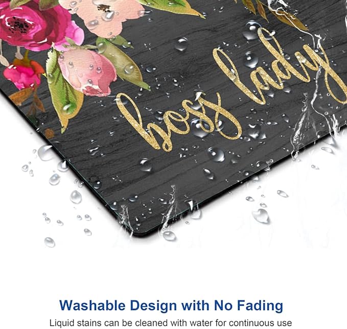Hokafenle Boss Lady Mouse Pad - Floral Funny Mouse Mat, Square Waterproof, Non-Slip Rubber Base for Office Laptop