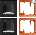 BestMounts - 2 Pack In Wall Cable Management Kit - Recessed Wall Plate Cable Black Pass Through Pair with Dual Gang Low Voltage Mounting Bracket - TV Cord Hider for Wall Mounted TV ETL Listed