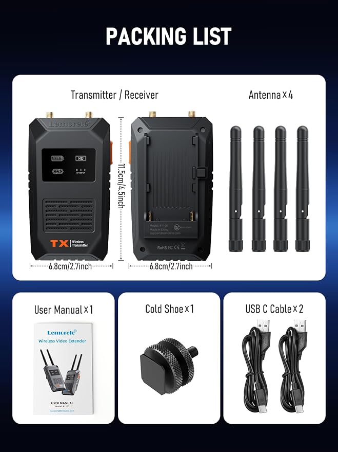 Lemorele Wireless HDMI Transmitter and Receiver, Plug and Play HDMI Local Loop-Out, 5.8G 656Ft 1080P Full HD for Stream Audio & Video from Camera/PC/TV-Box to Projector/Monitor/TV