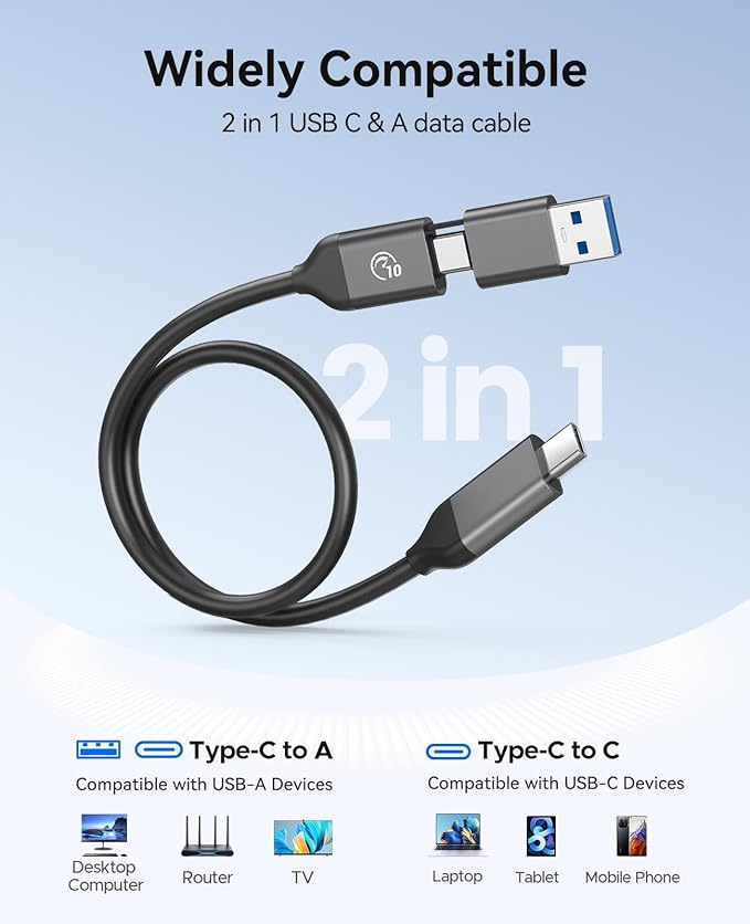 ORICO Portable SSD 256 GB with 2 in 1 USB C Cable, External Solid State Drives, Up to 460MB/s, Status Indicator, Reliable Storage for USB-C Smartphone, Tablet, PC - B5PLUS