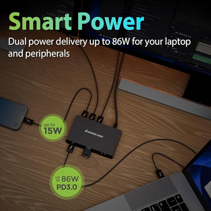 IOGEAR Quantum Thunderbolt 4 Mini Dock, Single 8K / Dual 4K Display, Up to 3 USB-C or Thunderbolt 4 Devices, 40 Gbps (Win 10, 11 / Mac M2 Pro M3 Pro) GTD4MHTAA