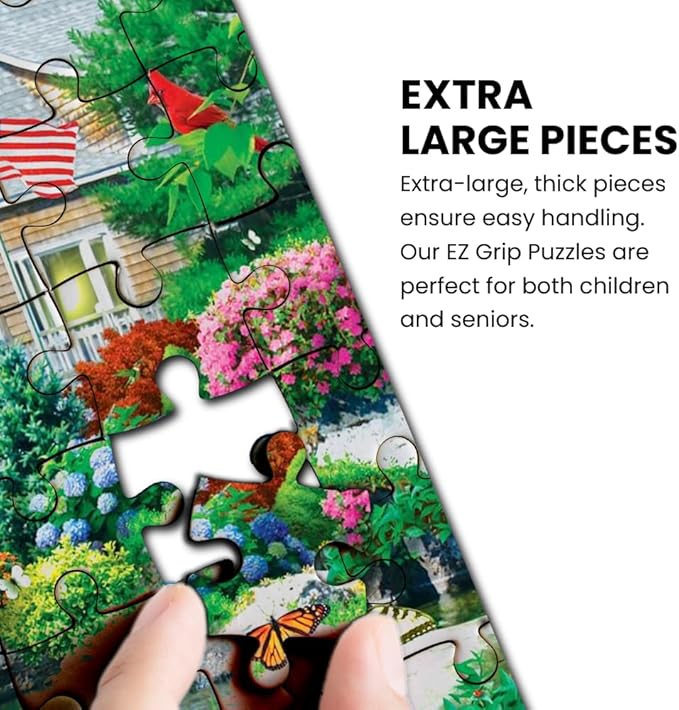 MasterPieces 300 Piece EZ Grip Jigsaw Puzzle - Lobster Bay Seaside Lighthouse and Boat - 18"x24"