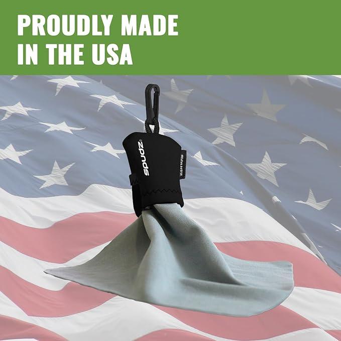 SPUDZ Ultra Microfiber Lens Cleaner – Closable Pouch, Clip-On, Washable – for Optics, Scopes, Glasses | Titanium, 6 x 6 Inch