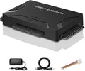 USB 3.0 to SATA IDE Adapter, Hard Drive Reader External Ultra Recovery Converter Compatible with 2.5" 3.5" HDD, SSD,5.25-inch DVD/CD-ROM Optical Drive Data Transfer with Power Supply