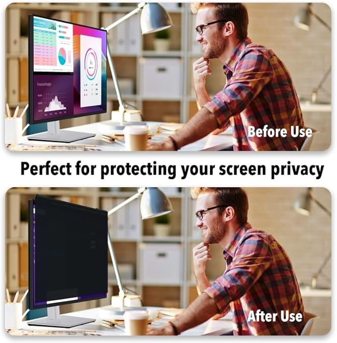 Magnetic Computer Privacy Screen Filter 21.5 Inch, Removable Hanging Aluminum Alloy Privacy Shield for 16:9 Widescreen Monitor, Anti Spy Anti Scratch Anti Glare Blue Light Screen Guard