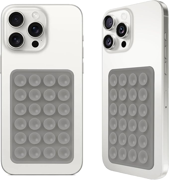 2PCS Silicone Suction Phone Case Mount, Non Slip Suction Cup, Hands-Free Phone Accessories Holder for Selfies and Videos, Silicone Adhesive Stand Sticky for Cell Phone Dark Gray