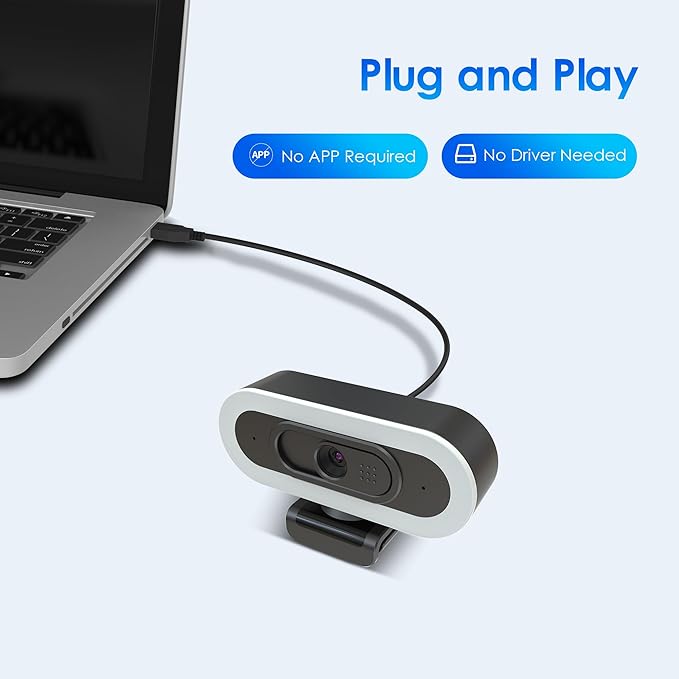 saylas 2K 50FPS Webcam, Streaming Camera with Fill RGB Lights, Autofocus, Dual Noise-Cancelling Microphones, Privacy Cover and Tripod for Computer, PC, Zoom, Skype, Teams, Laptop
