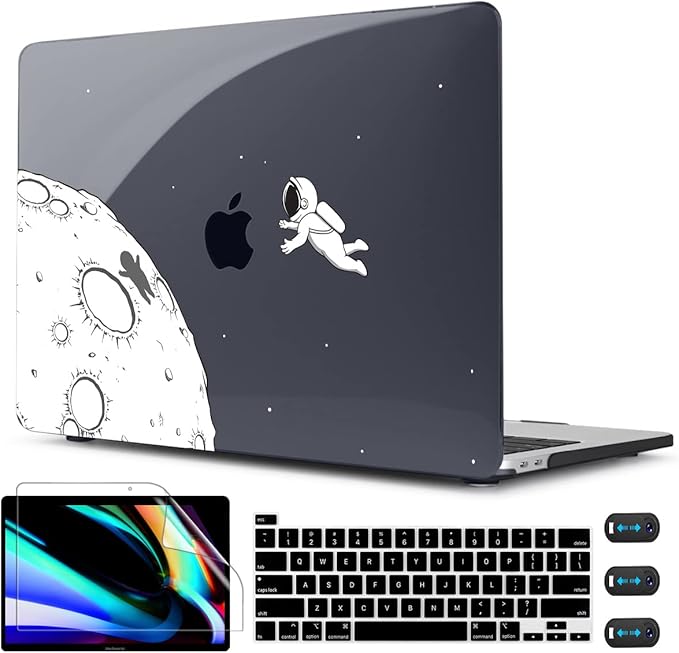 CISSOOK Black Astronaut Case Compatible with MacBook Pro 13 Inch 2020-2025 Release A2338 A2251 A2289, Plastic Hard Shell with Keyboard Cover for MacBook Pro 13 M2 M1 with Touch Bar