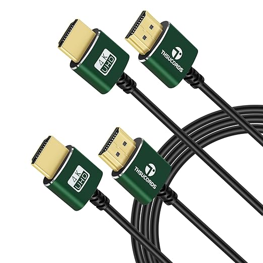 Thin HDMI to HDMI Cable 1.6FT 2 Pack, Ultra Slim & Flexible HDMI Cord Supports High Speed 4K@60Hz 18gbps 2160p 1080p