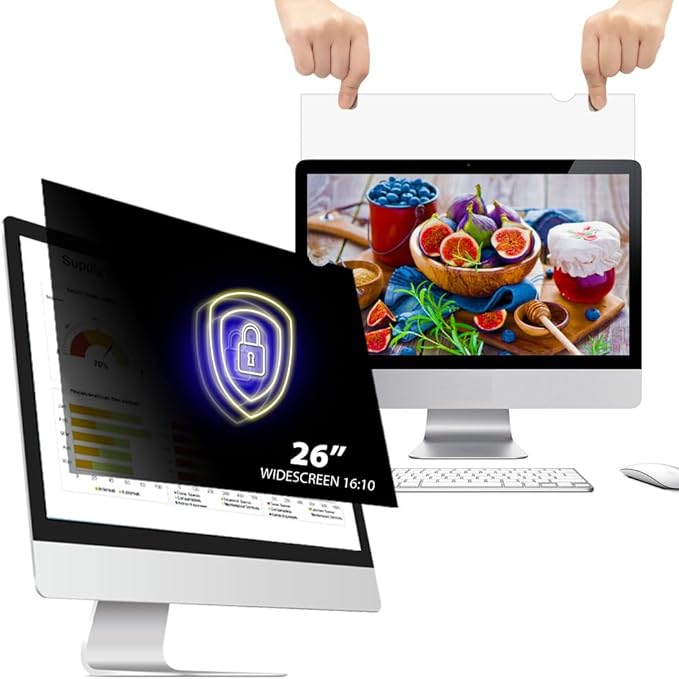 26 Inch - 16:10 Aspect Ratio - Computer Privacy Screen Filter for Widescreen Monitor - Anti-Glare - Anti-Scratch Protector Film - Protects Your Eyes from Harmful Glare and Blue Light