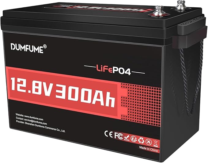12V 300Ah Lithium LiFePO4 Battery,200A BMS 3840Wh Rechargeable Lithium Iron Phosphate Battery for Solar Energy Storage,Backup Power,RV,Camping