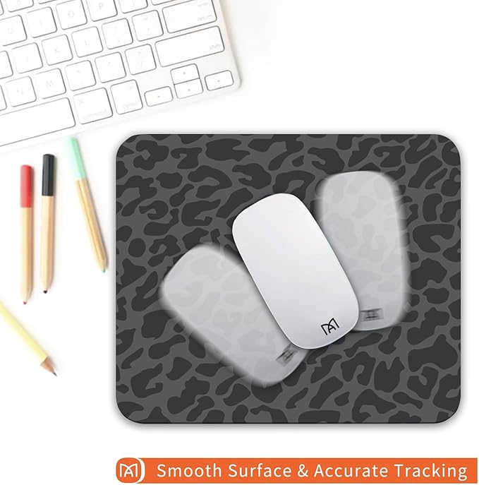 Square Mouse Pad Black Leopard,Personalized Premium-Textured Custom Mouse Mat Design,Washable Mousepad Cloth,Non-Slip Rubber Base Computer Mouse Pads for Wireless Mouse