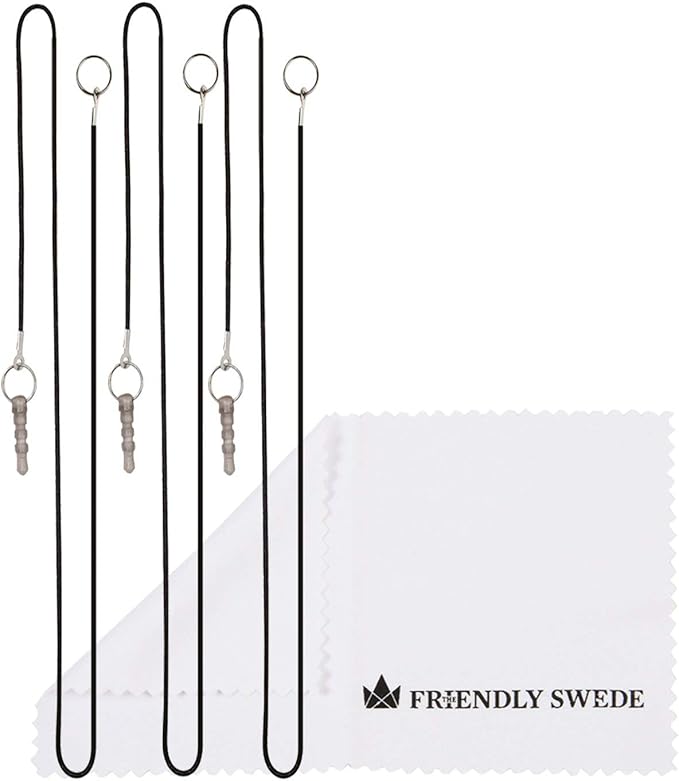 The Friendly Swede Stylus Pen for Touchscreen — 3-Pack 5.5" High Precision Stylus Pen with Replaceable Thin Tips, Elastic Lanyards & Screen Cleaning Cloth - Black/Blue/White