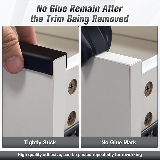 Rubber Edge Trim, Self Adhesive U Channel Edge Trim, Big Size U Shaped Trim, Edge Banding for Plywood, Woods, Shelf, Cabinet, Countertop, Fit for 5/8", Length 20Ft, Black