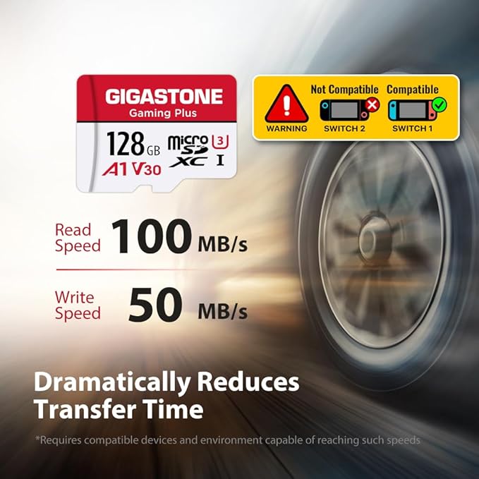 GIGASTONE Micro SD Card 128GB 5-Pack, Gaming Plus, MicroSDXC Memory Card for Nintendo-Switch 1, Security Camera, Dash Cam, UHS-I U3 A1 Class 10, up to 100MB/s, with MicroSD to SD Adapter