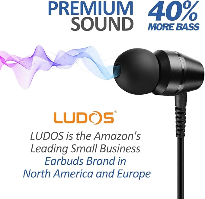 LUDOS OMNITONE USB C Headphones for iPhone 16 15 Pro Max Plus iPad Pro, 5 Years Warranty, USB-C Earbuds for Samsung Galaxy S24 S23 Ultra S22 S21 FE S20 A55 A54 A53, USB Type C Earphones - Black