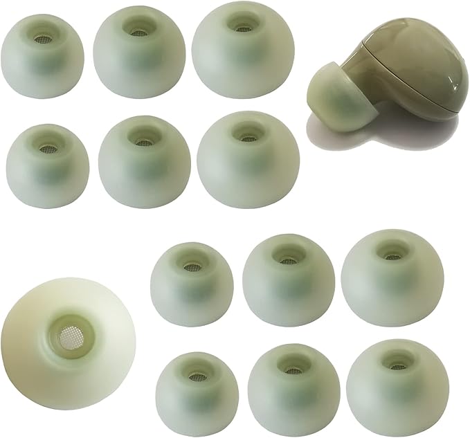 Silicone Earbuds Tips for Galaxy Buds 2 Filter Screen Replacement Ear Tips for Samsung Galaxy Buds+/Galaxy Buds PE Earbuds, 6 Pairs LMS Green
