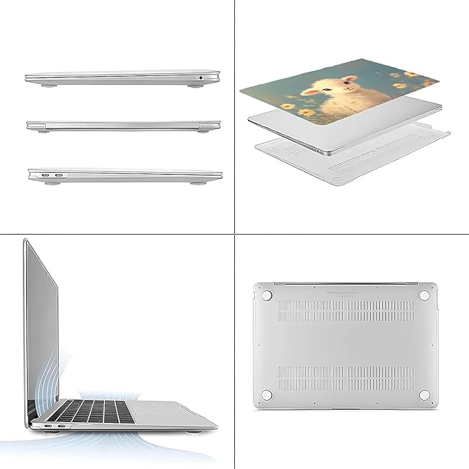 Compatible with MacBook Air 13.3 13.6 Inch Case 2022 2021 2020 2019 Plastic Hard Shell Case Cover,13.3 Air (A1932/A2179/A2337), Cute Little Lamb
