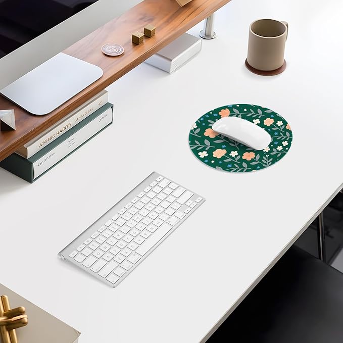 ITNRSIIET Mouse Pad Non-Slip Rubber Base Smooth Surface Stitched Edges Waterproof Durable Compatible with All Mice for Office & Gaming, Desk Accessory, Diameter 8.7 inch, VintageBloom