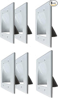 BestMounts - 6 Pack in Wall Cable Management TV Cord Hider for Wall Mounted TV - Recessed Wall Plates Cable Pass Through - Dual Gang Behind Wall Cable Management up to 8-10 Low Voltage Cords (White)
